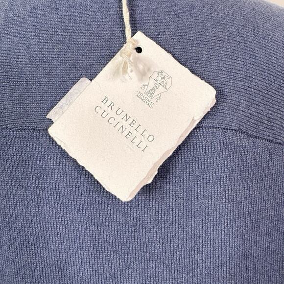 Brunello Cucinelli NWT Blue 100% Cashmere Metallic Fringe Sweater Size M Italy - Picture 9 of 13